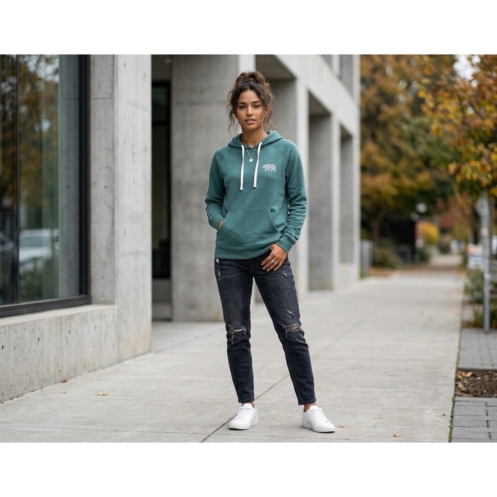The Normal Brand Hoodie Women Medium Teal Bear Logo Pullover Gorpcore SKU-2505